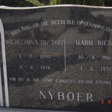 NYBOER Harm Rient 1904-1970 &amp; Wilhelmina DU TOIT 1890-1978