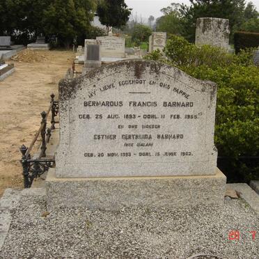 BARNARD Bernardus Francis 1893-1955 &amp;  Esther Gertruida MALAN 1893-1962