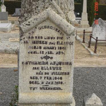 ELLEWEE Jan Jansen, van 1841-1925 &amp; Catharina Hendrina DE VILLIERS 1846-1919
