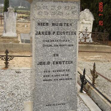 EKSTEEN Jakob P. 1832-1910 &amp;  Johanna D. DE VILLIERS 1820-1909