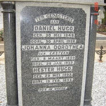 HUGO Daniel 1849-1928 &amp; Johanna Dorothea EKSTEEN 1859-1939 :: HUGO Hester 1892-1893