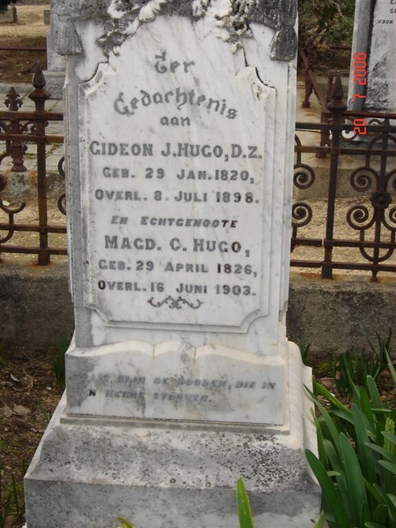 HUGO Gideon J. 1820-1898 &amp; Magdalena C. 1826-1903