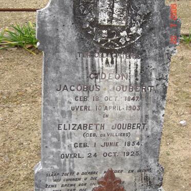 JOUBERT Gideon Jacobus 1847-1903 &amp; Elizabeth DE VILLIERS 1854-1925