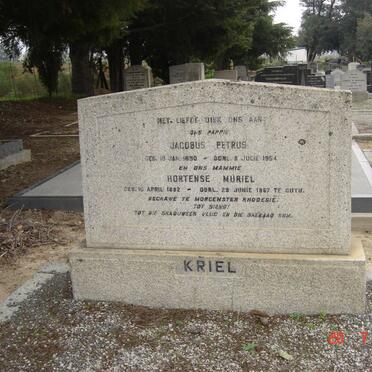 KRIEL Jacobus Petrus 1890-1954 &amp; Hortense Muriel 1892-1967