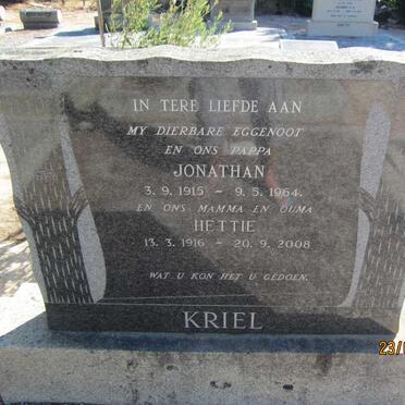 KRIEL Jonathan 1915-1964 &amp; Hettie 1916-2008