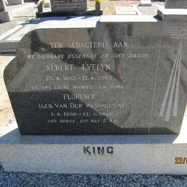 KING Albert Evelyn 1882-1965 &amp; Florence VAN DER WESTHUIZEN 1900-1986
