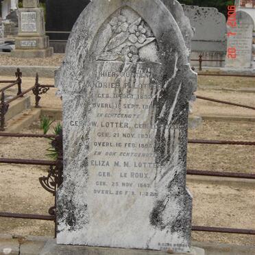 LOTTER Andries P.  1832-1899 &amp; Gert W.  LE ROUX 1831-1885 &amp; Eliza M.M. LE ROUX 1843-1922