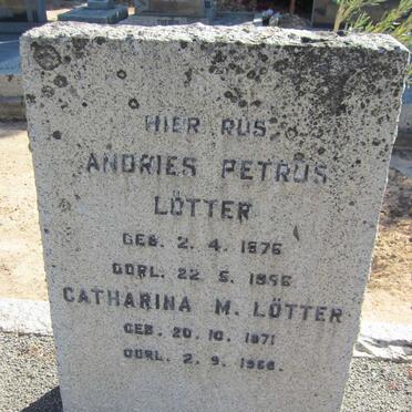 LÖTTER Andries Petrus 1876-1956 &amp; Catharina M. 1871-1968