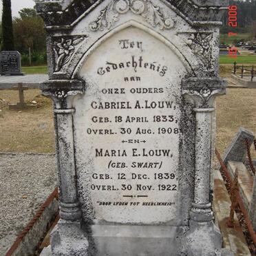 LOUW Gabriel A. 1833-1908  &amp; Maria E. SWART 1839-1922