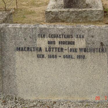 LOTTER  Magretha nee WOLHUTER 1853-1910