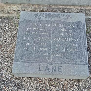 LANE Jan Thomas 1907-1968 &amp; Magdalena C. 1916-2006