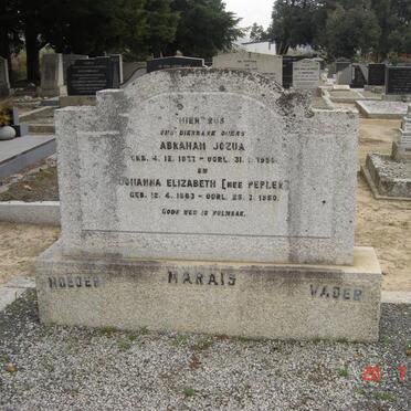 MARAIS  Abraham Jozua 1877-1956 &amp; Johanna Elizabeth PEPLER 1883-1950