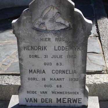 MERWE Hendrik Lodewyk, van der -1952 &amp; Maria Cornelia -1932