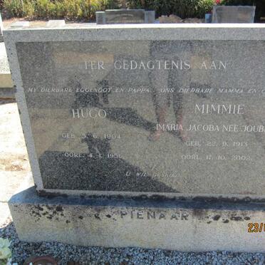 PIENAAR Hugo 1904-1956 &amp; Maria Jacoba JOUBERT 1913-2002