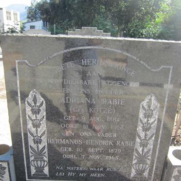RABIE Hermanus Hendrik 1879-1965 &amp; Adriana KOTZE 1884-1961