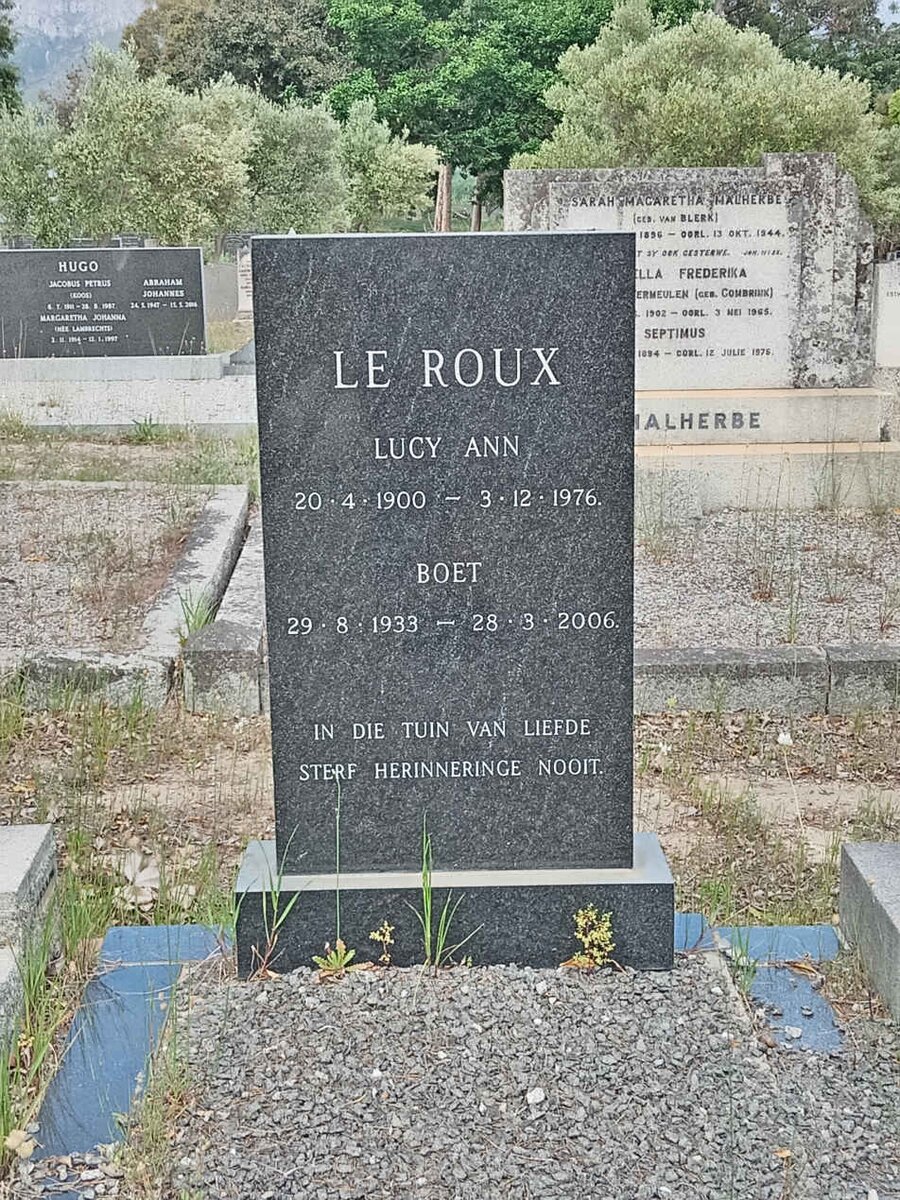ROUX Lucy Ann, le 1900-1976 :: LE ROUX Boet 1933-2006