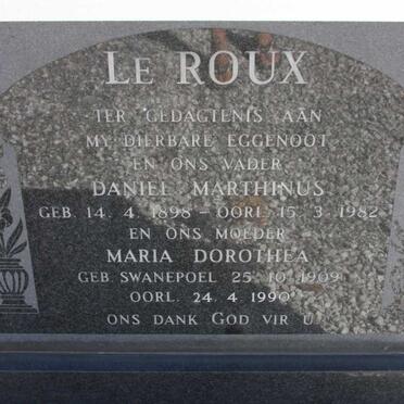 ROUX Daniel Marthinus, le 1898-1982 &amp; Maria Dorothea SWANEPOEL 1909-1990