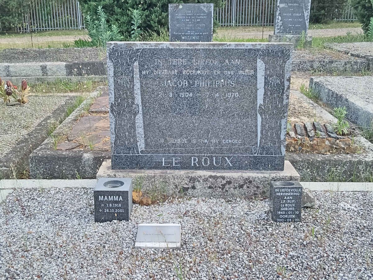 ROUX Jacob Philippus, le 1904-1970 :: LE ROUX Mamma 1918-2001 :: LE ROUX J.P. 1945-2011