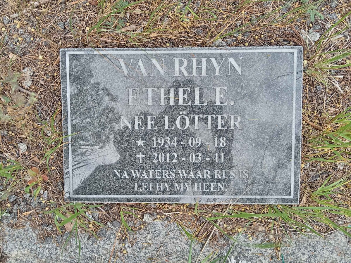 RHYN Ethel E., van nee LOTTER 1934-2012