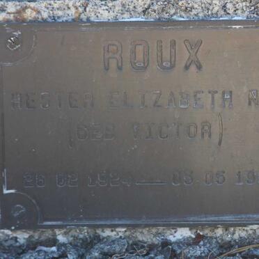 ROUX Petrus Albertus Cillie 1919-1965 &amp; Hester Elizabeth Nel VICTOR 1924-1999