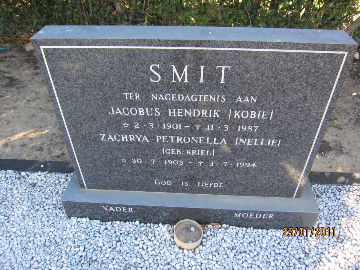 SMIT Jacobus Hendrik 1901-1987 &amp; Zachrya Petronella KRIEL 1903-1994