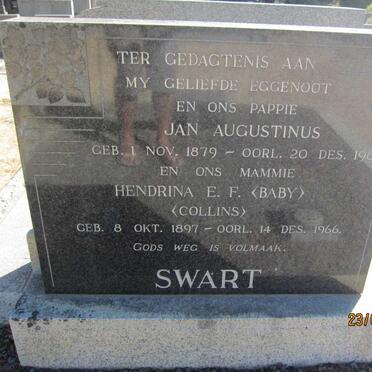 SWART Jan Augustinus 1879-1962 &amp; Hendrina E.F. COLLINS 1897-1966