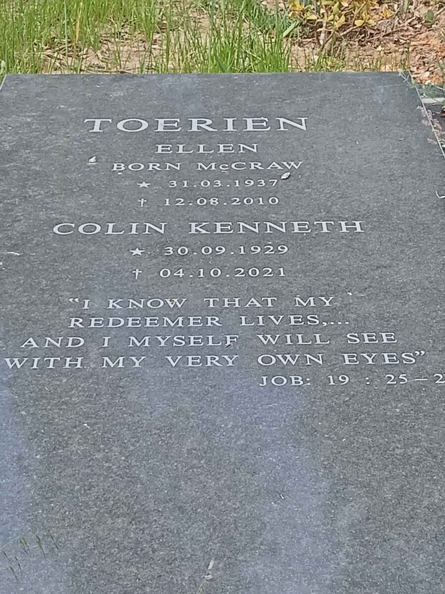 TOERIEN Colin Kenneth 1929-2021 & Ellen MCCRAW 1937-2010