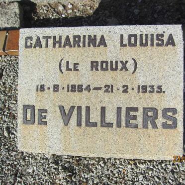 VILLIERS Catharina Louisa, de nee LE ROUX 1864-1935