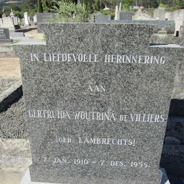 VILLIERS Gertruida Woutrina, de nee LAMBRECHTS 1910-1955