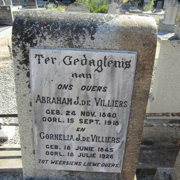 VILLIERS Abraham J., de 1840-1918 &amp; Cornelia J. 1845-1926