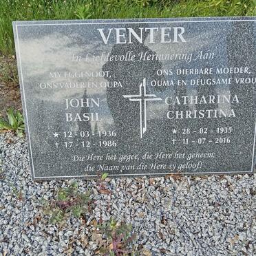 VENTER John Basil 1936-1986 &amp; Catharina Christina 1935-2016