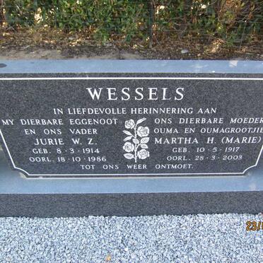 WESSELS Jurie W.Z. 1914-1986 &amp; Martha H. 1917-2003