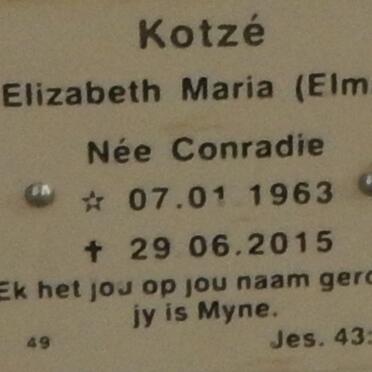 KOTZE Elizabeth Maria nee CONRADIE 1963-2015