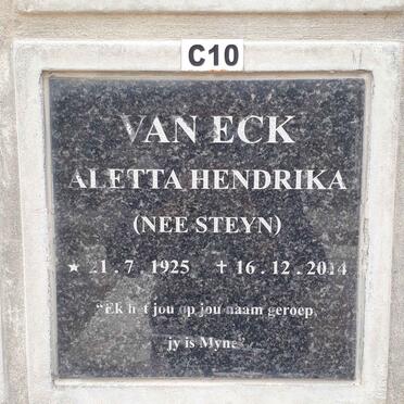 ECK Aletta Hendrika, van nee STEYN 1925-2014
