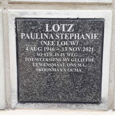 LOTZ Paulina Stephanie nee LOUW 1946-2021