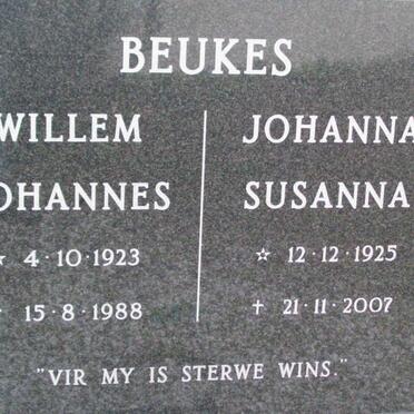 BEUKES Willem Johannes 1923-1988 &amp; Johanna Susanna 1925-2007