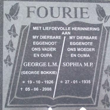 FOURIE George L.M. 1926-2008 &amp; Sophia M.P. 1935-?