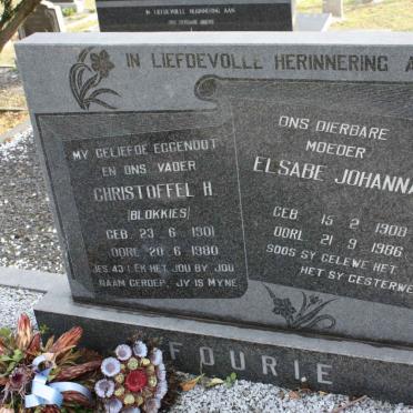 FOURIE Christoffel H. 1901-1980 &amp; Elsabe Johanna 1908-1986