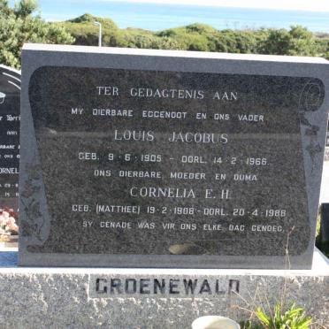 GROENEWALD Louis Jacobus 1905-1966 &amp; Cornelia E.H. nee MATTHEE 1908-1988