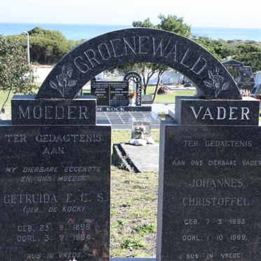 GROENEWALD Johannes Christoffel 1893-1969 &amp; Getruida E.C.S. nee DE KOCK 1899-1964