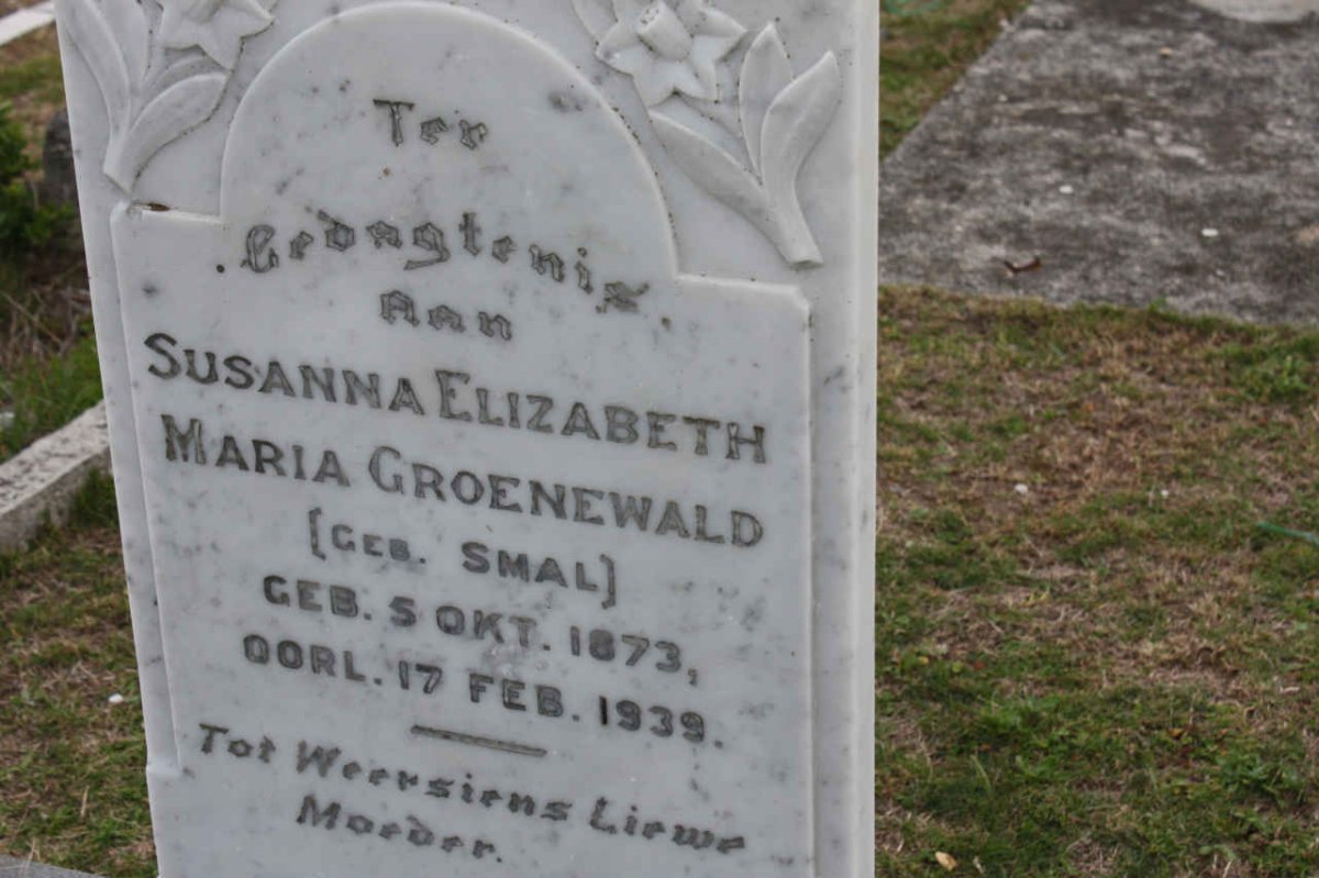 GROENEWALD Susanna Elizabeth Maria  nee SMAL 1873-1939