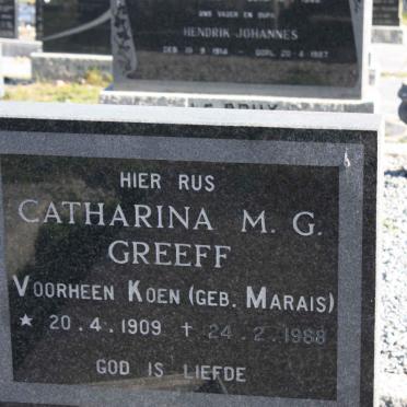 GREEFF Catharina M.G. voorheen KOEN nee MARAIS 1909-1988