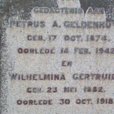 GELDENHUYS Petrus A. 1874-1942 &amp; Wilhelmina Gertruida 1882-1918