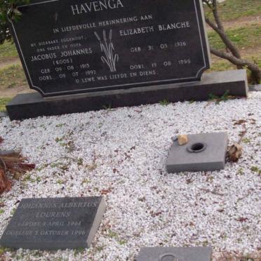 HAVENGA Jacobus Johannes 1915-1992 &amp; Elizabeth Blanche 1926-1996 :: Johannes Albertus Lourens 1944-1996
