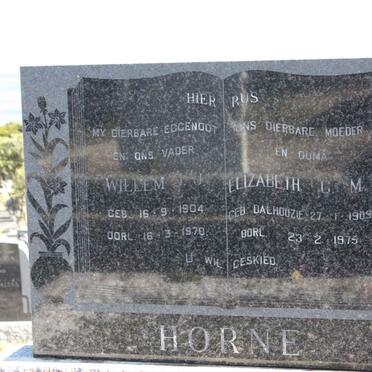 HORNE Willem J.O. 1904-1970 &amp; Elizabeth C.M. nee DALHOUZIE 1909-1975