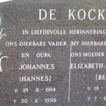 KOCK Johannes, de 1914-1998 &amp; Elizabeth Johanna 1920-1987