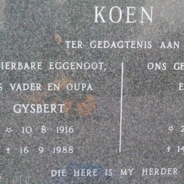 KOEN Gysbert 1916-1988 &amp; Nola 1913-2004