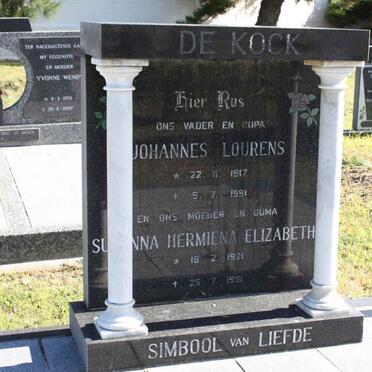 KOCK Johannes Lourens, de 1917-1991 &amp; Susanna Hermina Elizabeth 1921-1991 