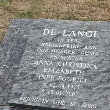 LANGE Anna Christina Elizabeth, de nee FOURIE 1915-2007