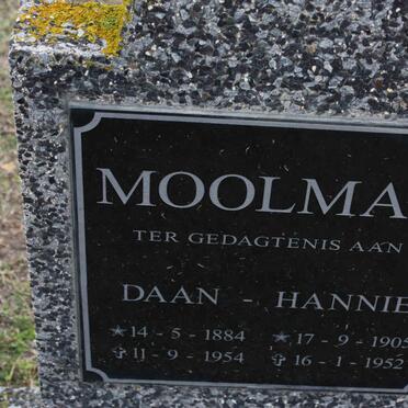 MOOLMAN Danie 1884-1954 &amp; Hannie MOOLMAN 1905-1952